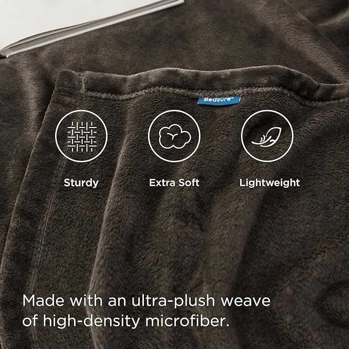 Bedsure Fleece Blanket Twin Size Brown - 300GSM Lightweight Plush Fuzzy Cozy Soft Warm Blanket for Bed, Sofa, Couch, Travel, Camping, 60x80 inches