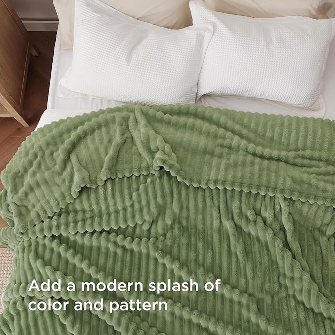 Bedsure Reseda Fleece Queen Blanket for Couch - GentleSoft Cozy Soft Blankets for Women, Cute Small Throws for Girls, 90x90 Inches