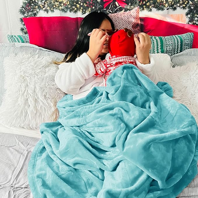 Bedsure Fleece Throw Blanket for Couch River Blue - Lightweight Plush Fuzzy Cozy Soft Blankets and Throws for Sofa, 50x70 inches
