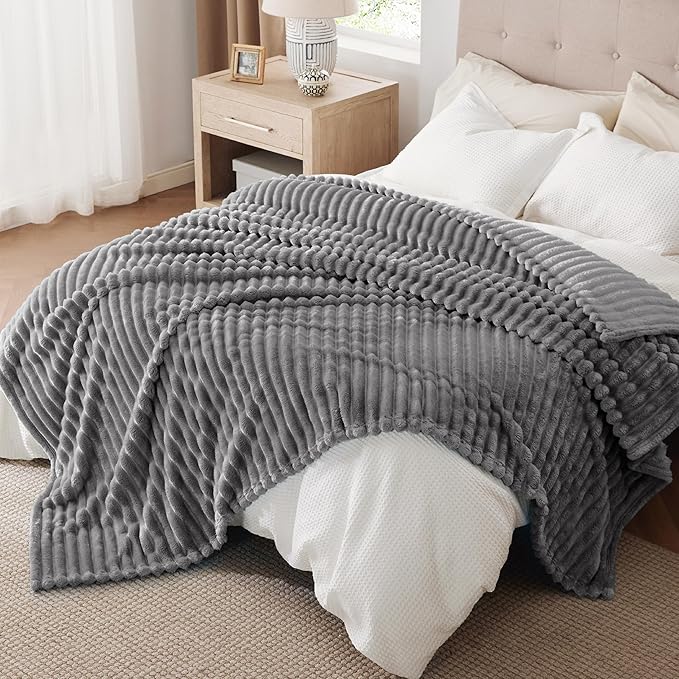 Bedsure Frost Gray California King Size Blanket for Couch - GentleSoft Cozy Soft Blankets for Women, Cute Small Fleece Throws for Girls, Birthday Gifts for Women, 102x96 Inches