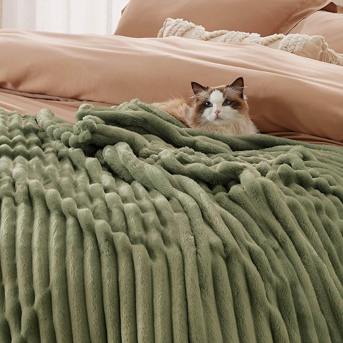 Bedsure Cypress Fleece Queen Blanket for Couch - GentleSoft Cozy Soft Blankets for Women, Cute Small Throws for Girls, 90x90 Inches