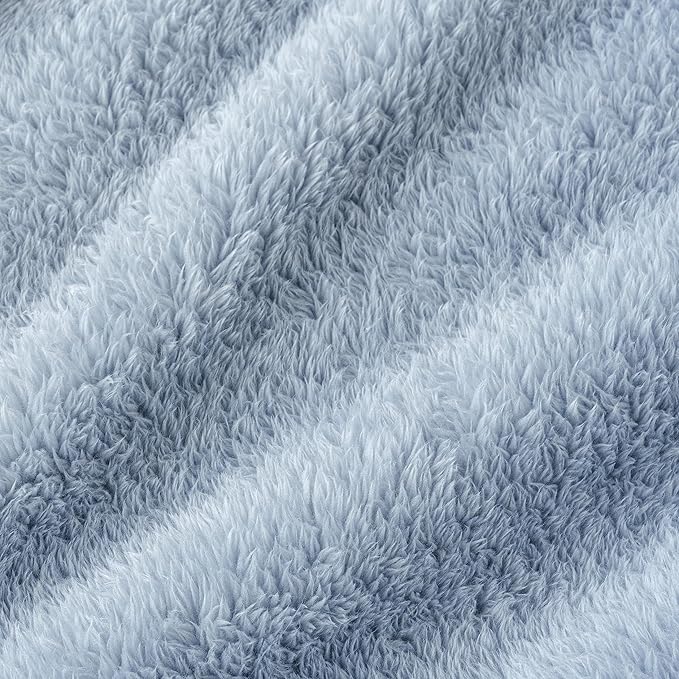 Berkshire Blanket Classic Extra-Fluffy™ Plush Blanket Twin Size, Soft Fuzzy Fluffy Long Hair Blanket for Couch Sofa Bed, Blue Mist, 60x92 Inches