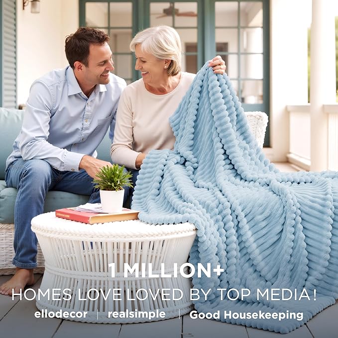 Bedsure Blue Twin XL Blanket for Bed - GentleSoft Cozy Soft Blankets for Women, Cute Small Fleece Throws for Girls, Birthday Gifts for Women, Mothers Day Decor Gifts for Mom, Light Blue, 66x90 Inches