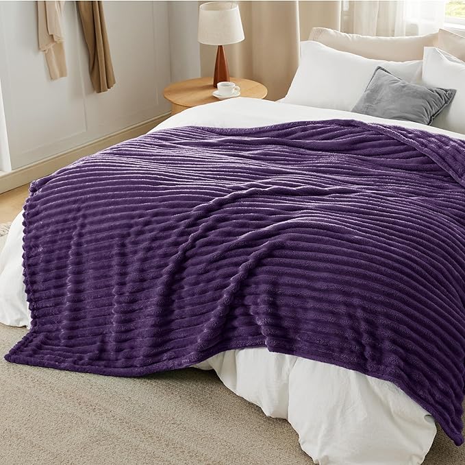 Bedsure Purple California King Size Blanket for Couch - GentleSoft Cozy Soft Blankets for Women, Cute Small Fleece Throws for Girls, Birthday Gifts for Women, 102x96 Inches