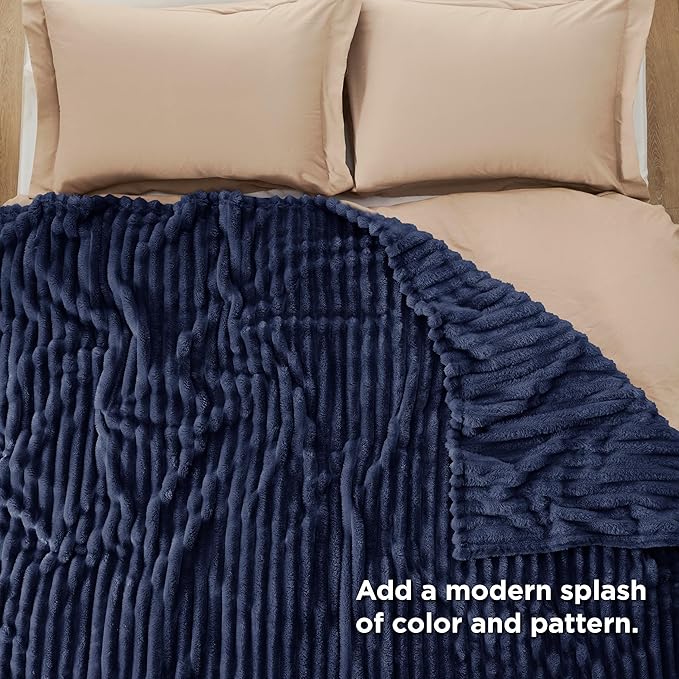 Bedsure GentleSoft Blue Fleece Blanket for Couch - Cozy Soft Blankets for Women, Cute Small Throws for Girls, 90x90 Inches