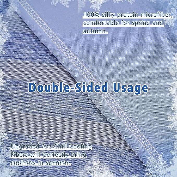 EMME Cooling Blanket Queen Size, Bed Summer Blanket for Hot Sleepers, Thin Lightweight Throw Blanket for Couch, Double Sided Keep Body Cool, Blue Cold Blankets for Sleeping