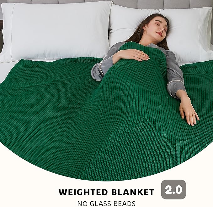 L'AGRATY Knitted Weighted Blanket - 60"x80" 15lbs Cooling Chunky Knit Heavy Blanket for Adults Braided Crochet Throw Thick Cable Yarn Knit Decorative No Beads Evenly Weighted Machine Washable