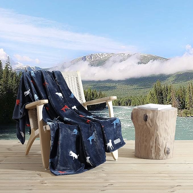 Eddie Bauer Throw Blanket Ultra Soft Plush Fleece Bedding, Home Decor for All Seasons, 50 x 70, Buddy The Dog Blue