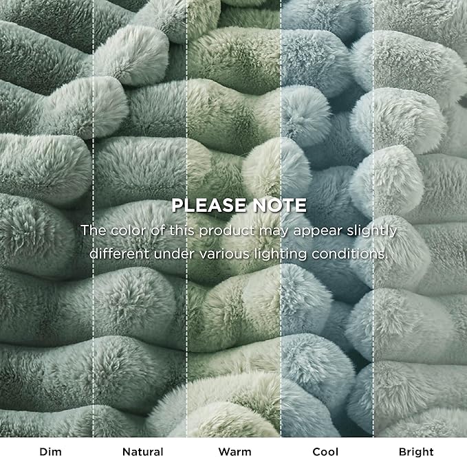Bedsure Faux Fur Throw Blanket - Soft & Fluffy, Fuzzy, Cozy, Plush Throw Blanket for Couch, Sofa and Bed, Thick and Warm, Decor Gifts for Women, Green, 50x70 inches