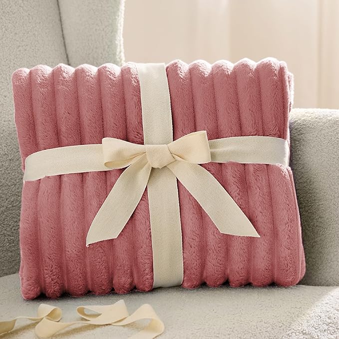 Bedsure Brick Dust Fleece Throw Blanket for Couch - GentleSoft Cozy Soft Blankets for Women, Cute Small Throws for Girls, 50x60 Inches