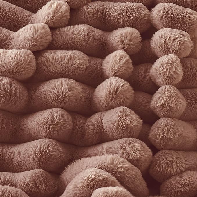 Bedsure Faux Fur Blanket - Soft & Fluffy, Fuzzy, Cozy, Plush Throw Blanket for Couch, Sofa and Bed, Thick and Warm, Christmas Decor Gifts for Women, Dark Brown, 50x70 inches