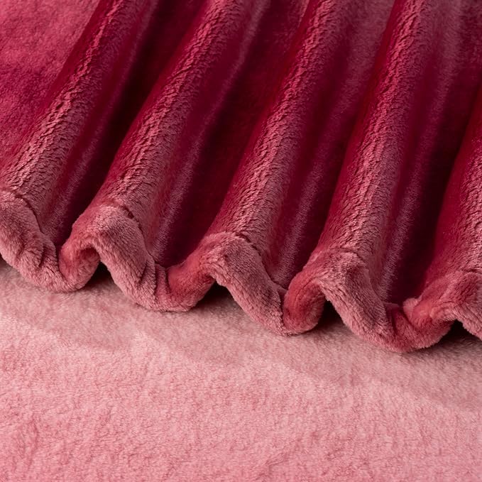 Berkshire Blanket-Classic Heavyweight Soft Printed VelvetLoft® Plush Throw Blanket, Cozy and Fuzzy, Ombre Burgundy, 50in x 70in