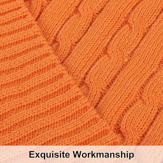 NTBAY 100% Pure Cotton Oversize (60x80) Cable Knit Throw Blanket, Super Soft Warm Knitted Throw Blanket for Bed, Sofa, Chair, Couch - Extra Cozy, Machine Washable, Comfortable Home Decor, Orange