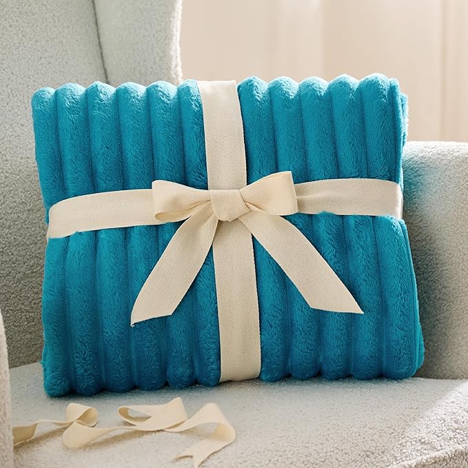 Bedsure Teal Fleece Blanket for Couch - GentleSoft Cozy Soft Blankets for Women, Cute Small Throws for Girls, 90x90 Inches