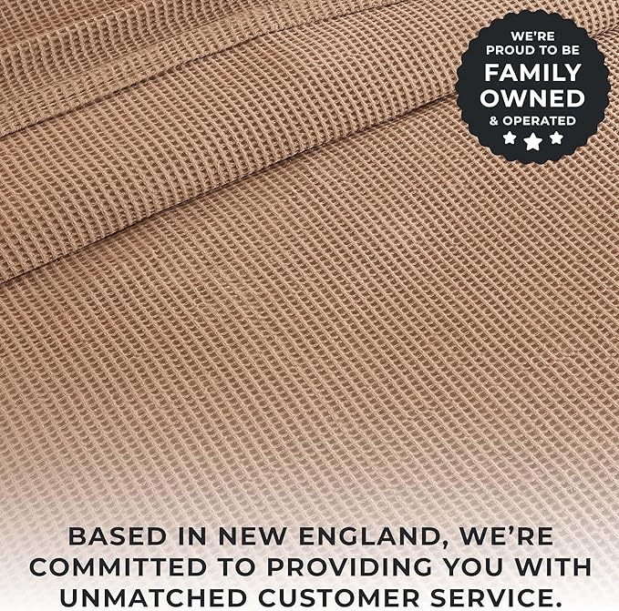 100% Cotton Waffle Weave Throw Blanket - Taupe Waffle Weave Lightweight Summer Throw Blanket - 50x60in Prewashed Breathable, Woven Throw for Couch, Bed or Office (Toffee)