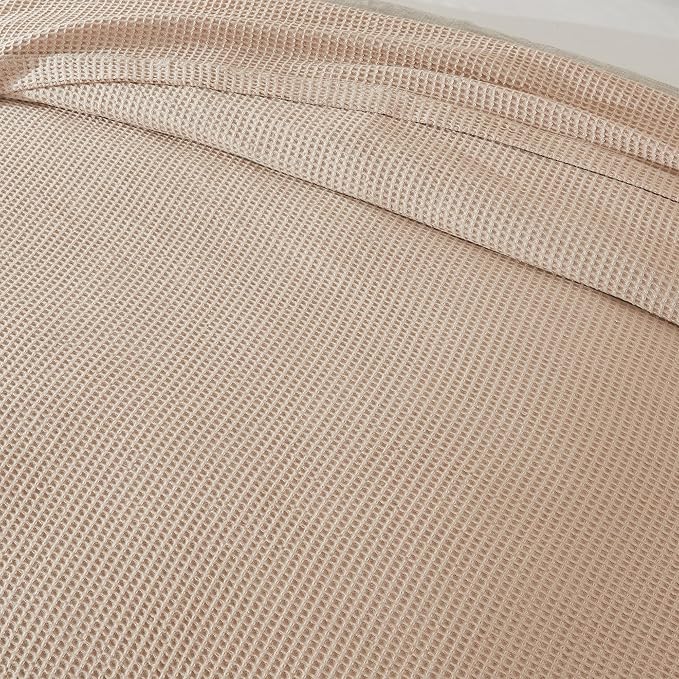 100% Cotton Waffle Weave Throw Blanket - Taupe Waffle Weave Lightweight Summer Throw Blanket - 50x60in Prewashed Breathable, Woven Throw for Couch, Bed or Office (Taupe)