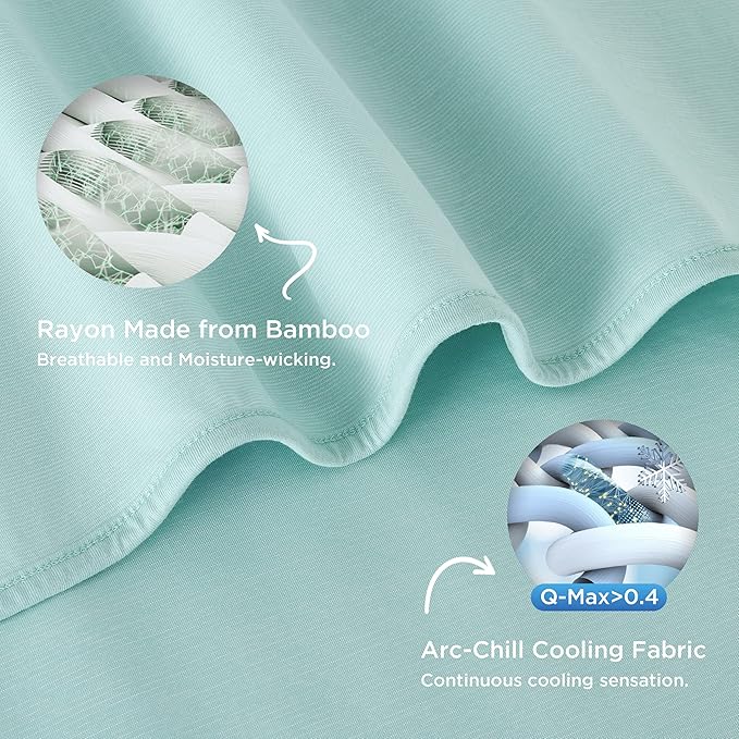 Bedsure Green Cooling Blanket for Hot Sleepers - Summer Cold Throw Blanket for Bed, Arc-Chill Lightweight Summer Bedding, Cool Thin Ice Cold Cooled Throws with Rayon Derived from Bamboo, 50x70