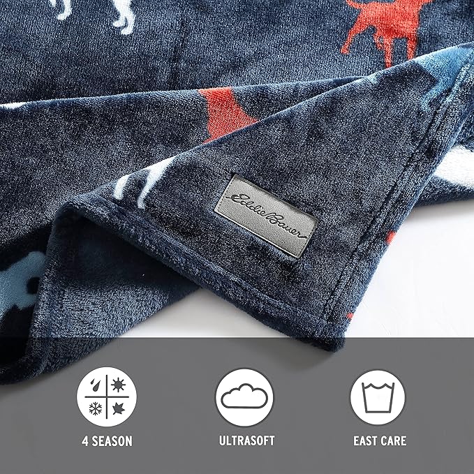 Eddie Bauer Throw Blanket Ultra Soft Plush Fleece Bedding, Home Decor for All Seasons, 50 x 70, Buddy The Dog Blue