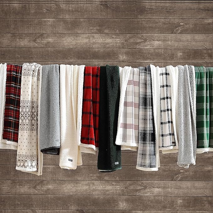 Eddie Bauer - Throw Blanket, Super Soft Reversible Sherpa Fleece Bedding, Ideal Christmas & White Elephant Gifts, Cozy Plaid Throw Blankets for Couch (Bunkhouse Plaid Red, Throw)