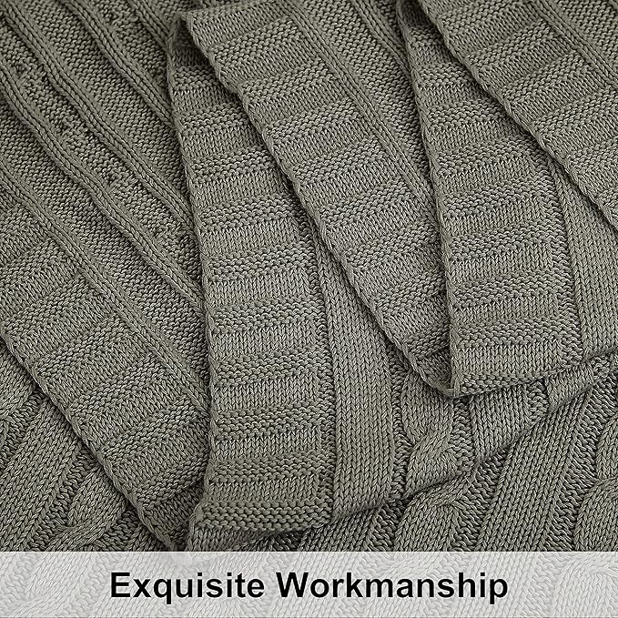 NTBAY 100% Pure Cotton Twin (60x80) Cable Knit Throw Blanket, Super Soft Warm Knitted Blanket for Bed, Sofa, Chair, Couch - Extra Cozy, Machine Washable, Comfortable Home Decor, Grey