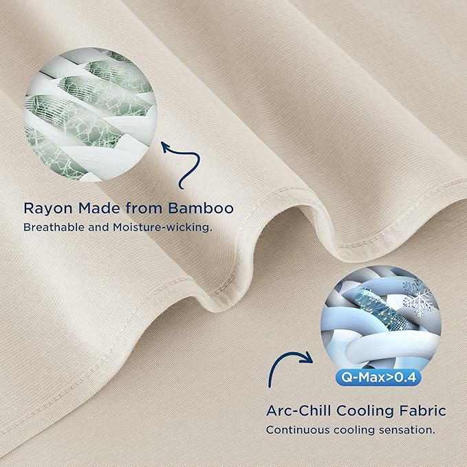 Bedsure Beige Cooling Blanket for Hot Sleepers - Summer Cold Throw Blanket for Bed, Arc-Chill Lightweight Summer Bedding, Cool Thin Ice Cold Cooled Throws with Rayon Derived from Bamboo, 50x70