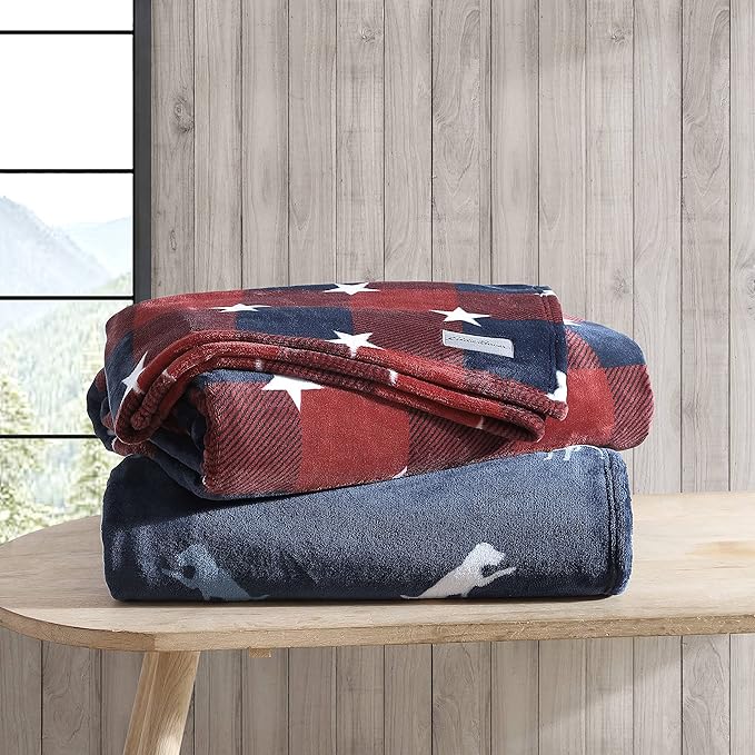 Eddie Bauer Throw Blanket Ultra Soft Plush Fleece Bedding, Home Decor for All Seasons, 50 x 70, Americana Plaid Red