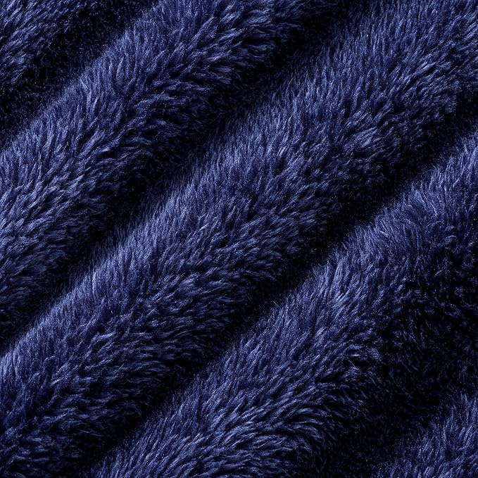 Berkshire Blanket Classic Extra-Fluffy™ Plush Blanket, Twin Size Bed Blanket, Soft Fuzzy Fluffy Long Hair Blanket for Couch Sofa Bed, Atlantis Dark Blue, 60x92 Inches