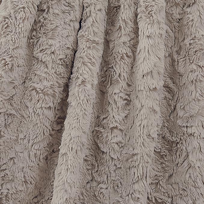 UGG Adalee Faux Fur Throw Blanket Luxury Lightweight Cozy Soft Throw for Couch Bed or Chair Hypoallergenic Machine Washable Double-Sided Fluffy Blanket Home Decor, 50-inch x 70-inch, Oyster Brown