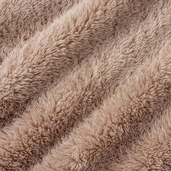 Berkshire Blanket Classic Extra-Fluffy Plush Blanket,Twin Size Bed Blanket,Soft Fuzzy Fluffy Long Hair Blanket for Couch Sofa Bed,Peanut,60x92 Inches, (E0554-TX-49U)