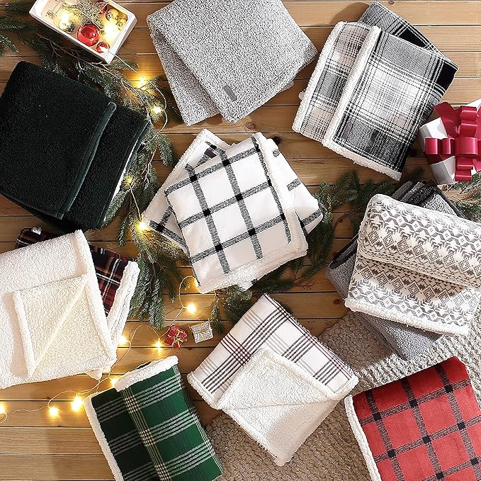 Eddie Bauer - Throw Blanket, Super Soft Reversible Sherpa Fleece Bedding, Ideal Christmas & White Elephant Gifts, Cozy Plaid Throw Blankets for Couch (Bunkhouse Plaid Red, Throw)