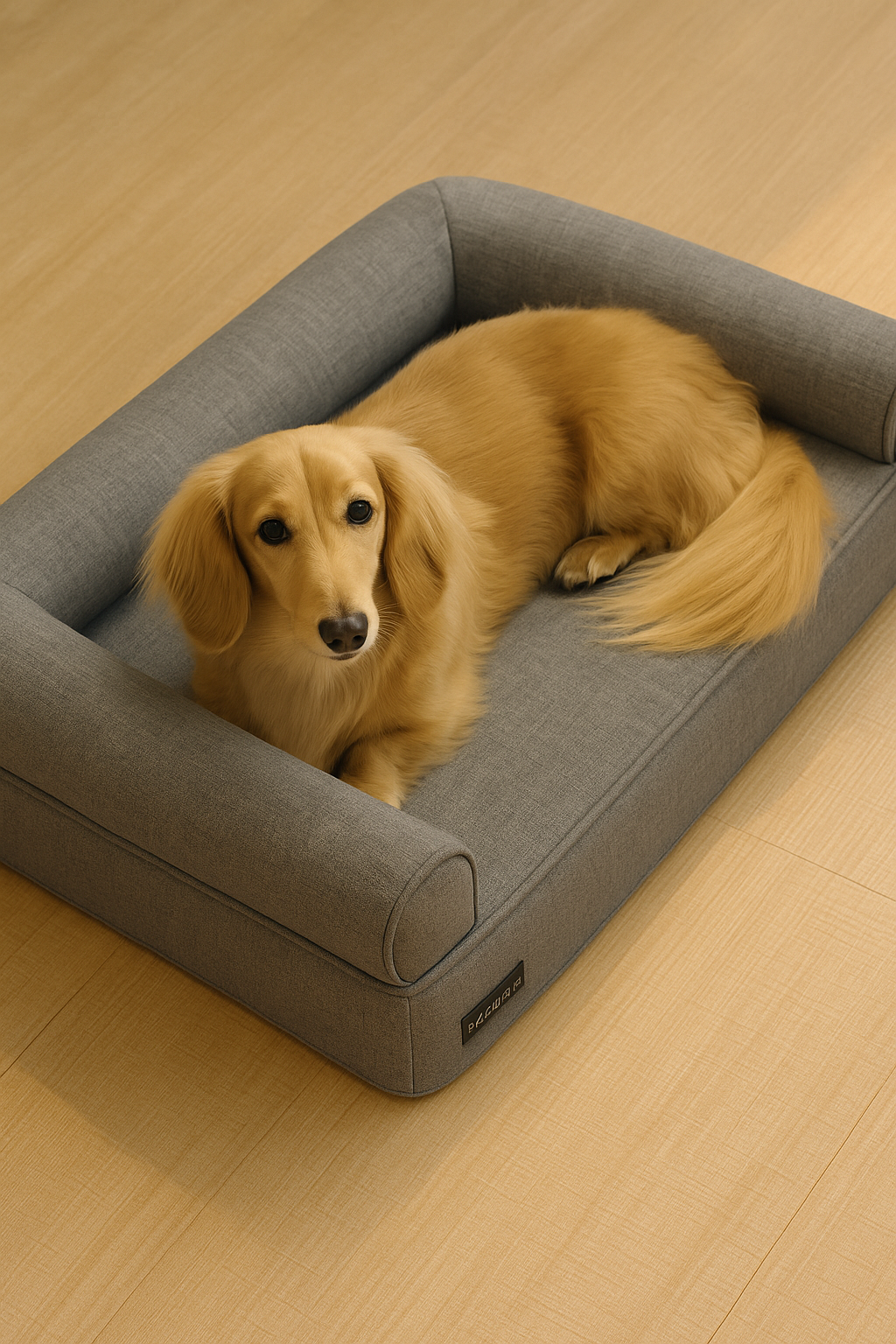 Ruggable bolster pet bed with small dog resting, washable cover, modern cozy home – All Things Cozy