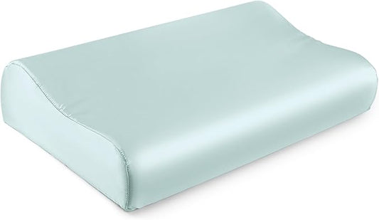 THXSILK 19 Momme 100% Mulberry Silk Pillowcase for Contour Memory Foam Pillow, Contour Pillow Case Cover, Cervical Pillow Case, Pack of 1(Light Blue, 24"x14"x4.7"/3.9")