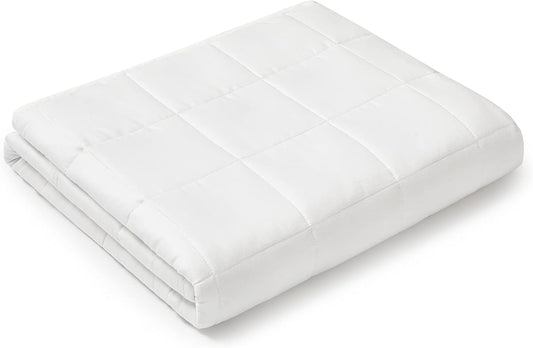 YnM Weighted Blanket,Heavy 100 Percent Oeko-Tex Certified Cotton Material, Bed Blanket for One Person of 210lbs, Ideal for Queen/King Bed (60x80 Inches, 22 Pounds, White)