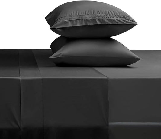SONORO KATE Bed Sheet Set Super Soft Microfiber 1800 Thread Count Luxury Egyptian Sheets 18-Inch Deep Pocket Wrinkle and Hypoallergenic-4 Piece(Queen Black)
