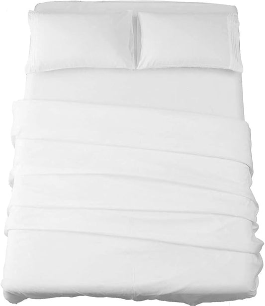 SONORO KATE Bed Sheet Set Super Soft Microfiber 1800 Thread Count Luxury Egyptian Sheets 18-Inch Deep Pocket Wrinkle and Hypoallergenic-4 Piece(King White)