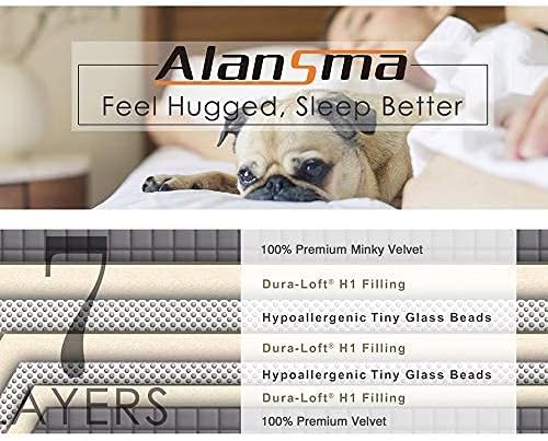 ALANSMA Reversible Weighted Blanket for All Season, Luxury Velvet, Warm and Cool, Adult 5Lb Weighted Blanket, Enjoy Sleeping Anywhere(Blue, 36''x48''5lbs)