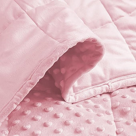 ALANSMA Reversible Weighted Blanket for All Season, Luxury Velvet, Warm and Cool, Adult 10Lb Weighted Blanket, Enjoy Sleeping Anywhere(Pink, 48''x72''10lbs)