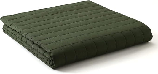 YnM Weighted Blanket, Soothing Cotton, Smallest Compartments with Glass Beads, Bed Blanket for One Person of 60lbs, Ideal for Twin Bed (41x60 Inches, 7 Pounds, Amy Green)