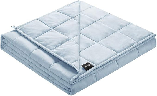 ZonLi Weighted Blanket (48"x72",12lbs, Cambridge Blue) for Adults, High Breathability Heavy Blanket, Soft Material with Premium Glass Beads