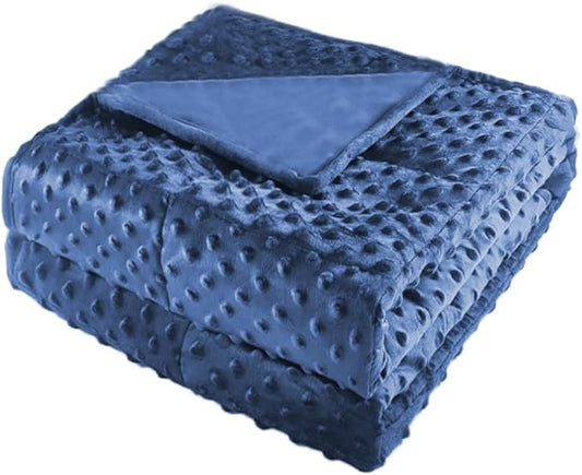 ALANSMA Reversible Weighted Blanket for All Season, Luxury Velvet, Warm and Cool, Adult 15Lb Weighted Blanket, Enjoy Sleeping Anywhere(Blue, 60''x80''15lbs)