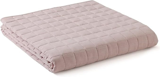 YnM Exclusive Cooling Weighted Blanket, Smallest Compartments with Glass Beads, Cooling Nylon/PE (Hushed Violet Pink, 88"x104" 25lbs), Two Persons 110~190lbs Sharing Use on Queen/King Bed