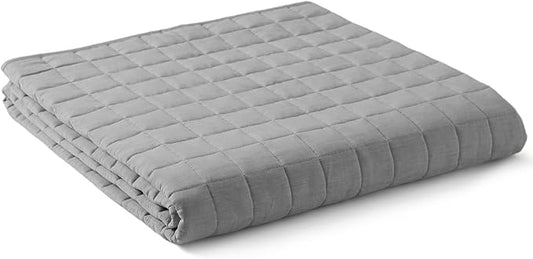 YnM Exclusive Cooling Weighted Blanket — Smallest Compartments Cooling Nylon/PE with Premium Glass Beads (Grey Quill, 88"x104" 30lbs) Suit for Two Persons of 140~240lbs, Use on Queen or King Bed