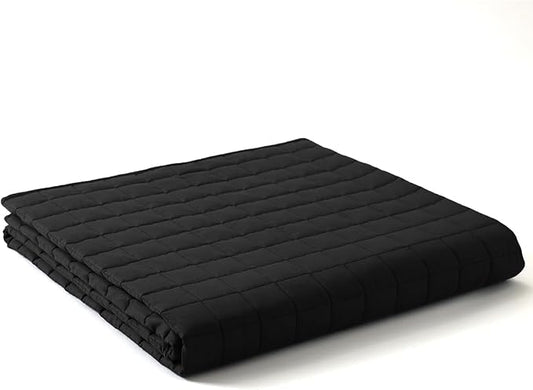 YnM Cotton King Size Weighted Blanket for Adults (88x104 Inches, 30 Pounds, Black), Smallest Compartments with Cooling Glass Beads,Heavy Blanket for Two Persons of 140~240lbs on Queen or King Bed