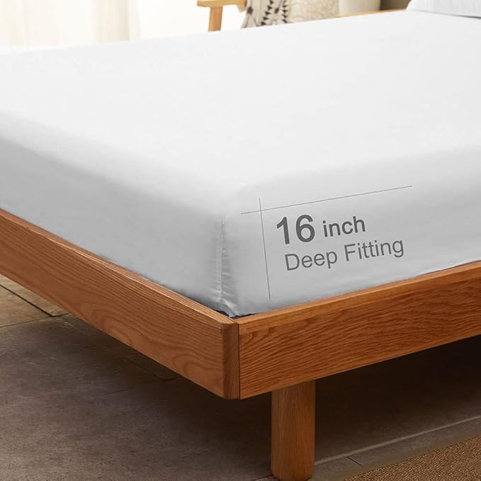 SONORO KATE Bed Sheet Set Super Soft Microfiber 1800 Thread Count Luxury Egyptian Sheets 18-Inch Deep Pocket Wrinkle and Hypoallergenic-4 Piece(King White)