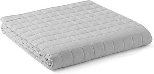 YnM Exclusive Cooling Weighted Blanket — Smallest Compartments Cooling Nylon/PE with Premium Glass Beads (Light Grey Quill, 88"x104" 20lbs) Suit for Two Persons of 90~160lbs, Use on Queen or King Bed