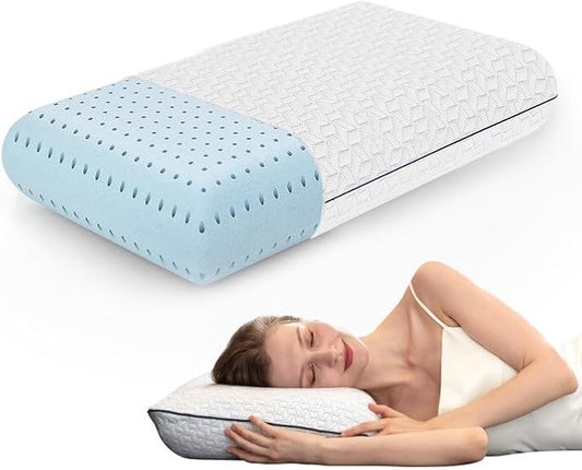 Vaverto Ultra Soft Memory Foam Pillow - King Size - with Breathable Modal Cover for Ultimate Comfort and Support Standard Ventilated Design with Removable Bed Pillow Cover
