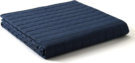 YnM Exclusive Kids Weighted Blanket, Soothing Cotton, Smallest Compartments with Glass Beads, Bed Blanket for One Person of 60lbs, Ideal for Twin Bed (41x60 Inches, 7 Pounds, Navy)