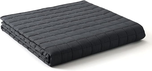 YnM Exclusive Weighted Blanket, Soothing Cotton, Smallest Compartments with Glass Beads, Bed Blanket for Two Persons of 70~140lbs, Ideal for Queen or King Bed (80x87 Inches, 15 Pounds, Dark Grey)