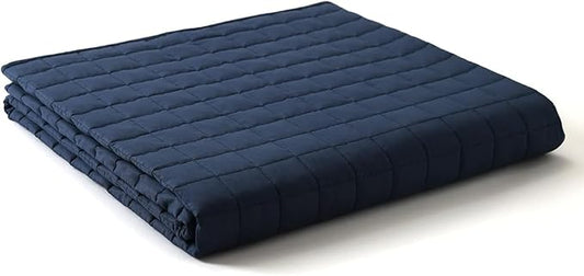 YnM Exclusive Weighted Blanket, Soothing Cotton, Smallest Compartments with Glass Beads, Bed Blanket for One Person of 110lbs, Ideal for Twin/Full Bed (48x72 Inches, 12 Pounds, Navy)