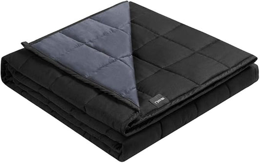 ZonLi Weighted Blanket (60"x80", 20lbs, Grey/Black), Cooling Weighted Blanket for Adults, High Breathability Heavy Blanket, Soft Material with Premium Glass Beads